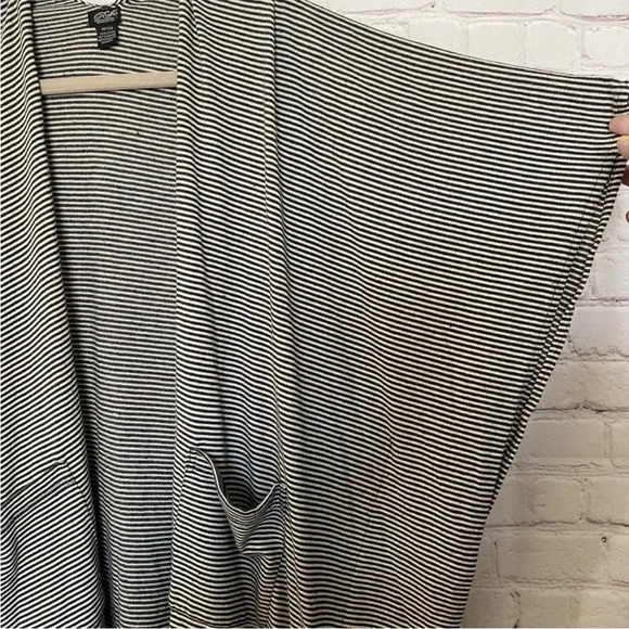 Anthropologie Roffe Boho Black & White Micro Striped Long Sweeper Cardigan - Picture 4 of 8